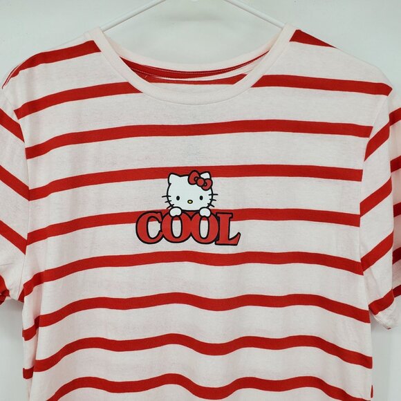 Hello Kitty Red and White Striped Short Sleeved Women's Shirt Size Small - Picture 8 of 8